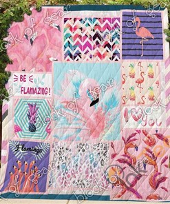 Flamingo Quilt Blanket Bedding Set With Pilliwcases Option For Bedroom Decor