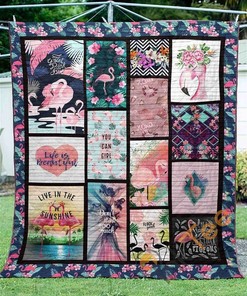 Flamingo Quilt Blanket Bedding Set With Pillowcase Option