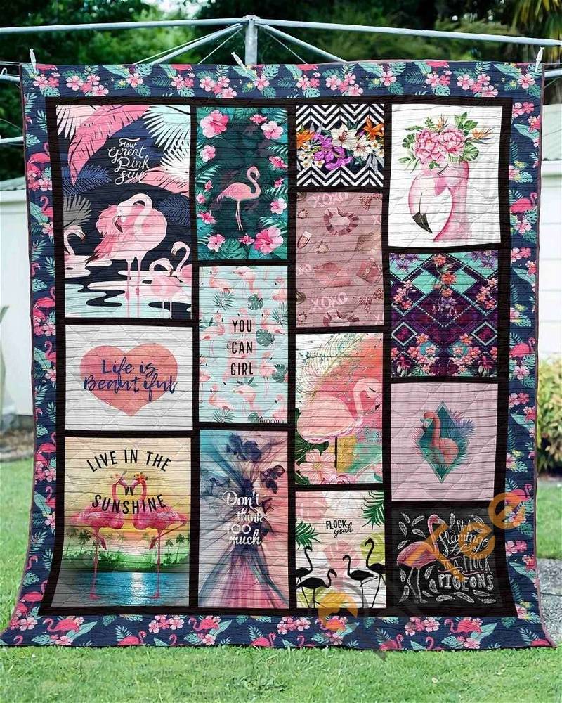 Flamingo Quilt Blanket Bedding Set With Pillowcase Option