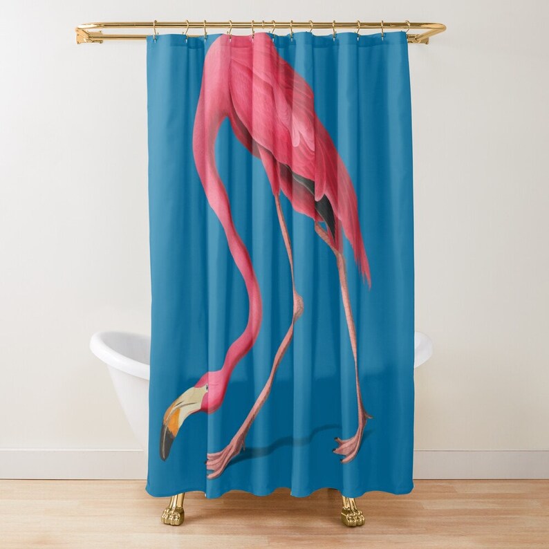 Flamingo Shower Curtain Eco-Friendly Waterproof Pink Flamingo Bath Curtain Unique Flamingo Design High-Quality Material - Image 2