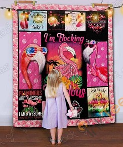 Flamingo Themed Personalized Quilt Blanket Bedding Set for Home Decor