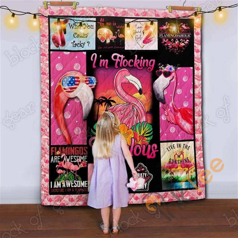 Flamingo Themed Personalized Quilt Blanket Bedding Set for Home Decor