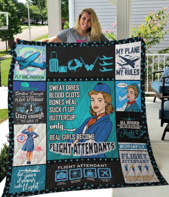 Flight Attendant Let Your Dreams Take Flight Quilt Blanket Bedding Set