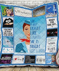 Flight Attendants Quotes Quilt Blanket Bedding Set