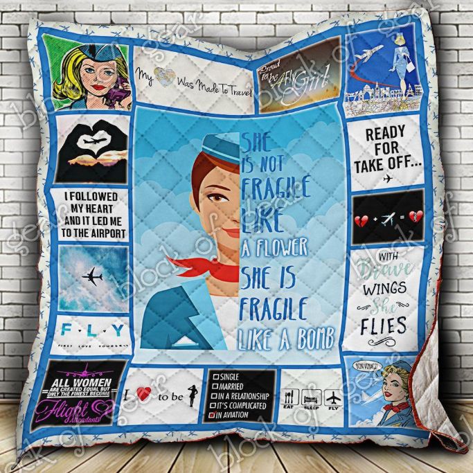 Flight Attendants Quotes Quilt Blanket Bedding Set