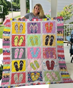 Flip Flop Art Collection Quilt Blanket Bedding Set