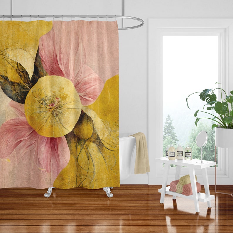 Floral Abstract Shower Curtain Optional Bathroom Accessories Bathroom Set - Image 2