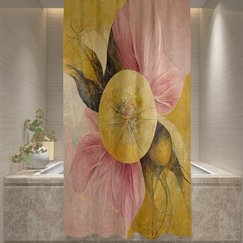 Floral Abstract Shower Curtain Optional Bathroom Accessories Bathroom Set - Image 3
