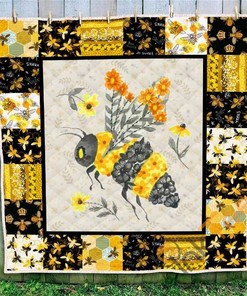Floral Bee Quilt Blanket Bedding Set With Pillowcase Options
