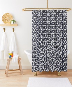 Floral Black And White Boho Shower Curtain For Eco-Friendly Waterproof Bathroom Decor