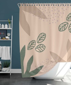 Floral Boho Pink Shower Curtain, Bohemian Flowers Pattern Fabric Bathroom Curtain, Home Bathroom Set Decor