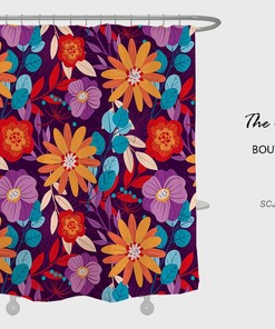 Floral Flower Shower Curtain For Bathroom, Colorful Home Decor, Waterproof Washable Bath Curtain S