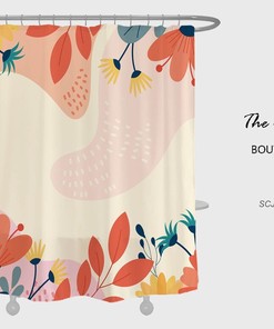 Floral Flowers Shower Curtain For Bathroom, Boho Plants Bathtubs Home Decor