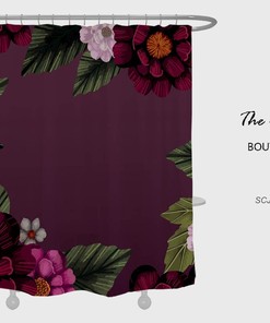 Floral Flowers Shower Curtain For Bathroom, Purple Bathtubs Home Decor