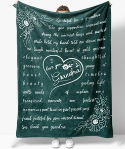 Floral I Love You Grandma Personalized Color Personalized Blanket For Grandma Birthday