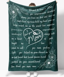 Floral I Love You Mom Personalized Color Personalized Blanket For Mom Birthday78