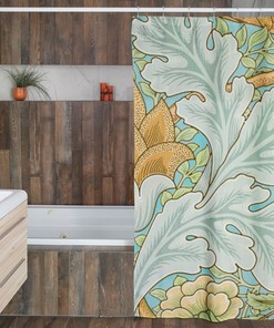 Floral Patterns Shower Curtain Eco-Friendly Waterproof Art Nouveau Flower Curtain Bathroom Art Design
