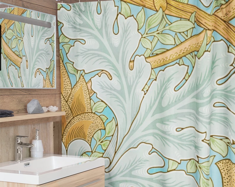 Floral Patterns Shower Curtain Eco-Friendly Waterproof Art Nouveau Flower Curtain Bathroom Art Design - Image 2