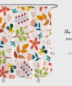 Floral Plant Watercolor Flowers Shower Curtain, Bathroom Bathtubs Home Decor