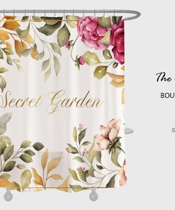 Floral Plant Watercolor Flowers Shower Curtain, Home Bathroom Bathtubs Decor