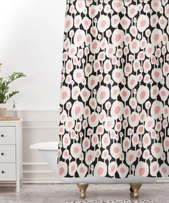 Floral Shower Curtain, Bathroom Decor, Retro Floral, Fabric Shower Curtain, Floral Print, Black And Pink Bathroom, Bath Curtain