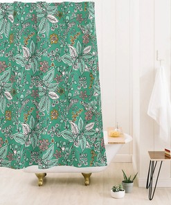 Floral Shower Curtain, Bohemian Shower Curtain, Bath Curtain, Fabric Shower Curtain, Green Bath Curtain, Bathroom Decor, Boho Style