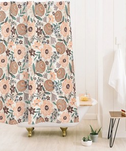 Floral Shower Curtain, Bohemian Shower Curtain, Bath Curtain, Fabric Shower Curtain, Ivory Shower Curtains, Bathroom Decor, Boho Style