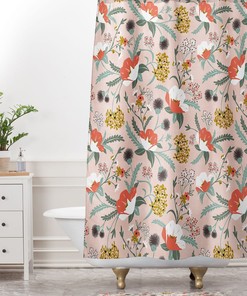 Floral Shower Curtain, Boho Shower Curtain, Fabric Shower Curtain, Botanical Shower Curtain, Boho Decor, Pink Shower Curtain, Floral