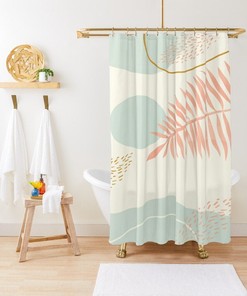 Floral Shower Curtain Eco-Friendly Curtain Waterproof Boho Flower Curtain Bathroom Summer Art Design Recycled Material
