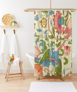 Floral Shower Curtain Eco-Friendly Waterproof Art Nouveau Flower Curtain Bathroom Art Design High-Quality Material