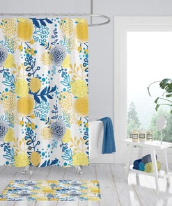 Floral Shower Curtain French Country, Yellow And Blue, Bath, Bath Towels