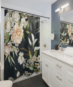 Floral Shower Curtain, Shower Curtain Farmhouse, Blue Shower Curtain, Botanical Shower Curtain, Shower Curtain Boho, Vintage Shower Curtain