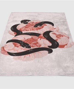 Floral Snake Sherpa Fleece Blanket Gifts for Family, for Couple