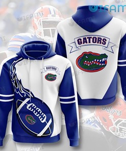 Florida Gators Football Hoodie 3D White Blue Logo Gators Gift