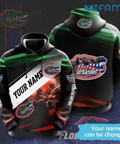 Florida Gators Hoodie 3D Custom Name Skull Color Block Gators Gift