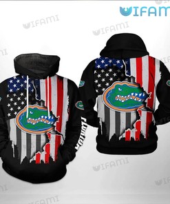 Florida Gators Hoodie 3D Distressed USA Flag Logo Gators Gift