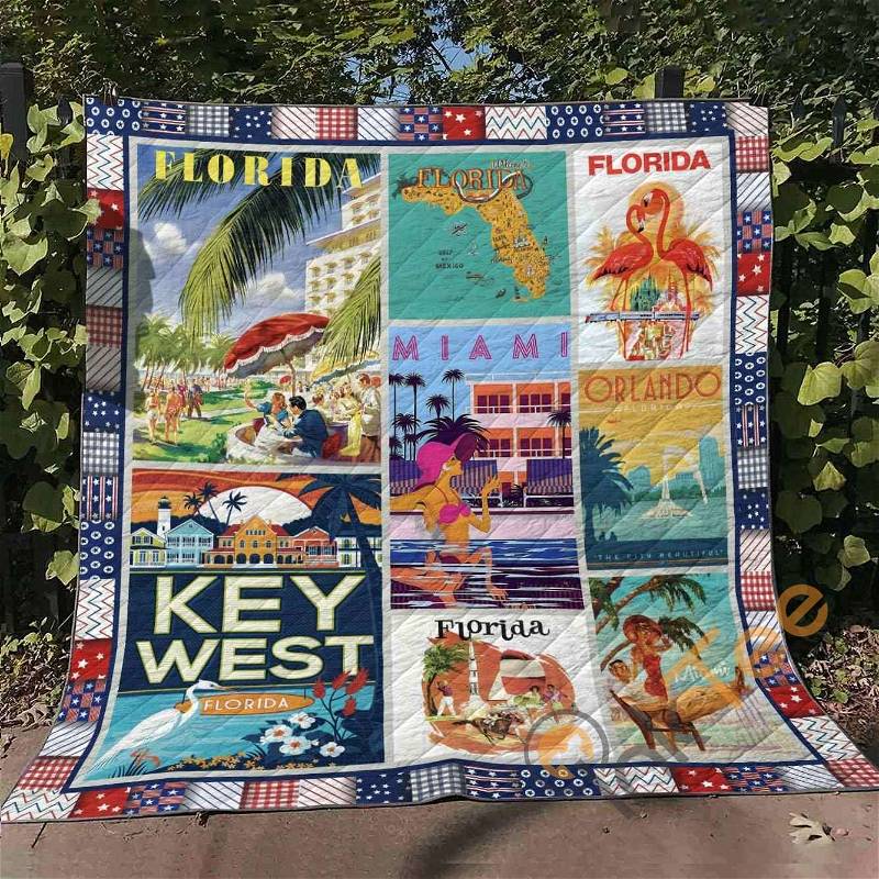 Florida Quilt Blanket Bedding Set With Pillowcase Option