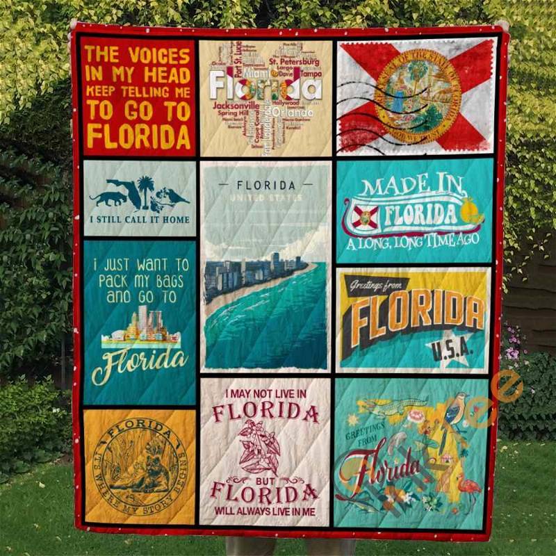 Florida Quilt Blanket Bedding Set With Pillowcase Options