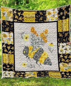 Flower And Bee Pattern Bee Quilt Blanket Bedding Set