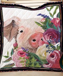 Flower Pig Quilt Blanket Bedding Set for Home Décor