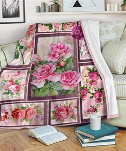 Flower Roses Flower Lover Sherpa Fleece Blanket Gifts for Family, for Couple