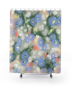 Flower Shower Curtain, Abstract Art Print Shower Curtain, Modern Bath Design, Contemporary Bathroom, Housewarming Gift Idea