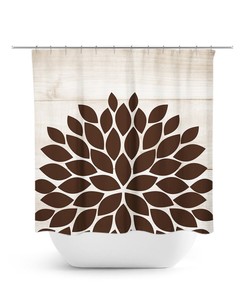 Flower Shower Curtain, Beige Bathroom Decor, Farmhouse Bathroom, Girl Bathroom, Tan Shower Curtain, Brown Bathtub Curtain