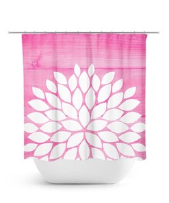 Flower Shower Curtain, Pink And White Bathroom Decor, Farmhouse Bathroom, Girl Bathroom, Pink Shower Curtain, Bathtub Curtain