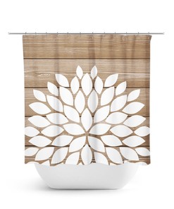 Flower Shower Curtain, Tan And White Bathroom Decor, Farmhouse Bathroom, Girl Bathroom, Tan Shower Curtain, Bathtub Curtain