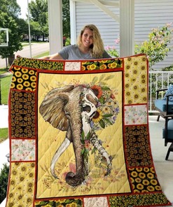 Flower Skull Elephant Quilt Blanket Bedding Set