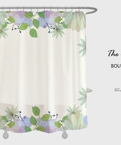 Flowers Butterfly Shower Curtain, Plant Floral Bathroom Decor