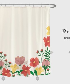 Flowers Garden Shower Curtain With Hook, Waterproof And Washable Shower Curtains For Bathroom
