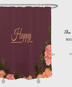 Flowers Purple Shower Curtain For Bathroom, Floral Home Decor, Waterproof Washable Bath Curtain