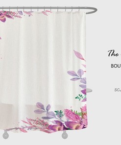 Flowers Shower Curtain, Spring Floral Bathroom Decor, Minimalist Waterproof Washable Bath Curtain